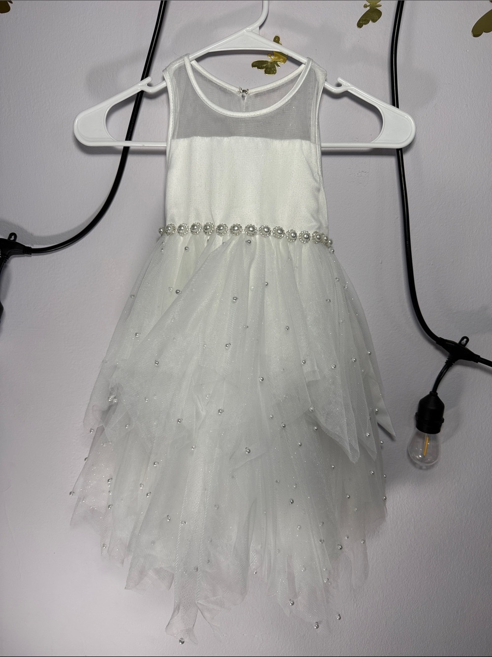American Princess White Tulle Beaded Formal Dress